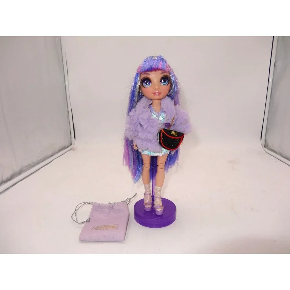 Rainbow High Violet Willow Fashion‎ Doll Purple with Dress Purse Bag Stand